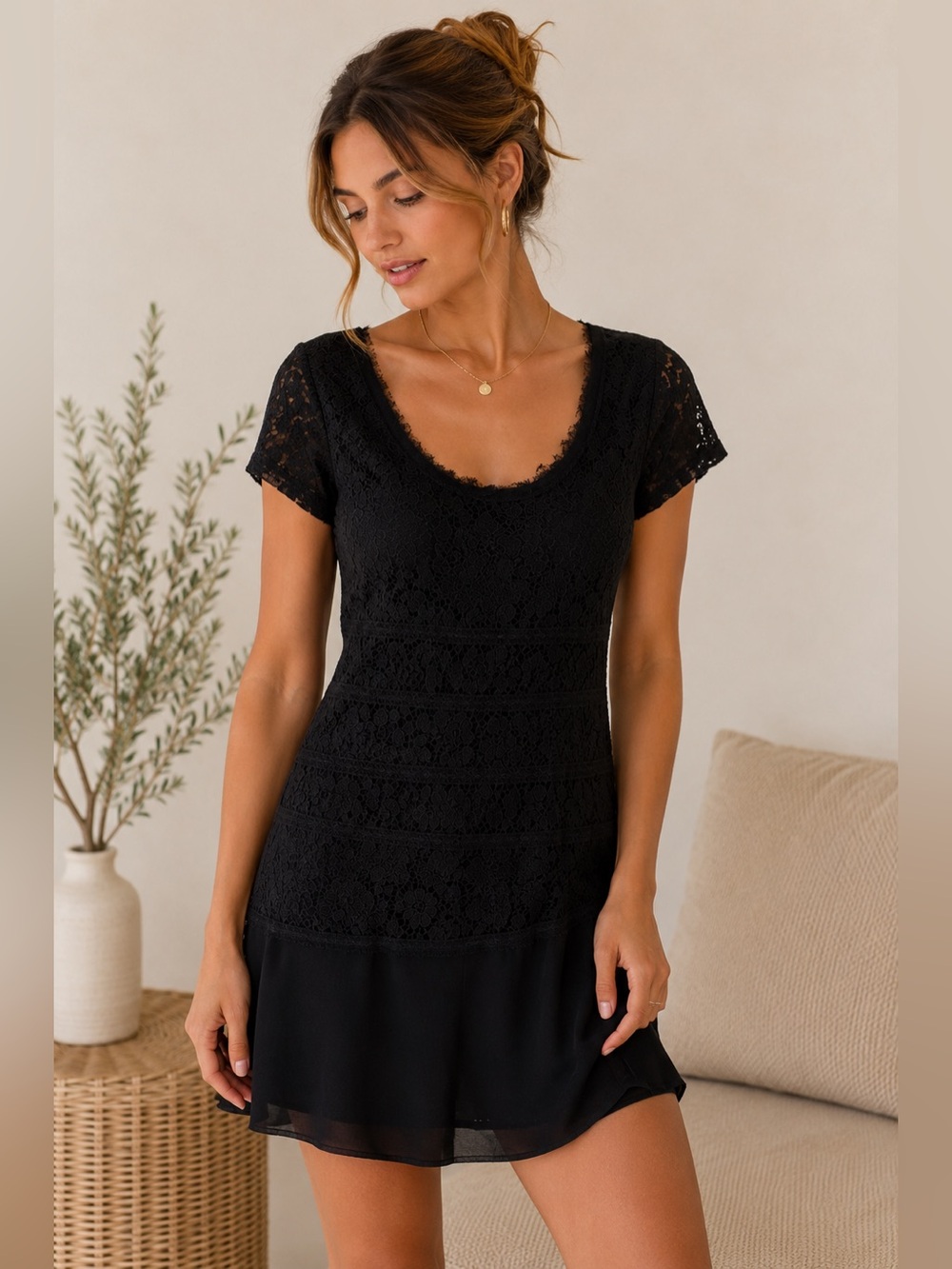 Anthropologie Meadow‎ Rue Floral Lace Tunic Blouse Top Size S